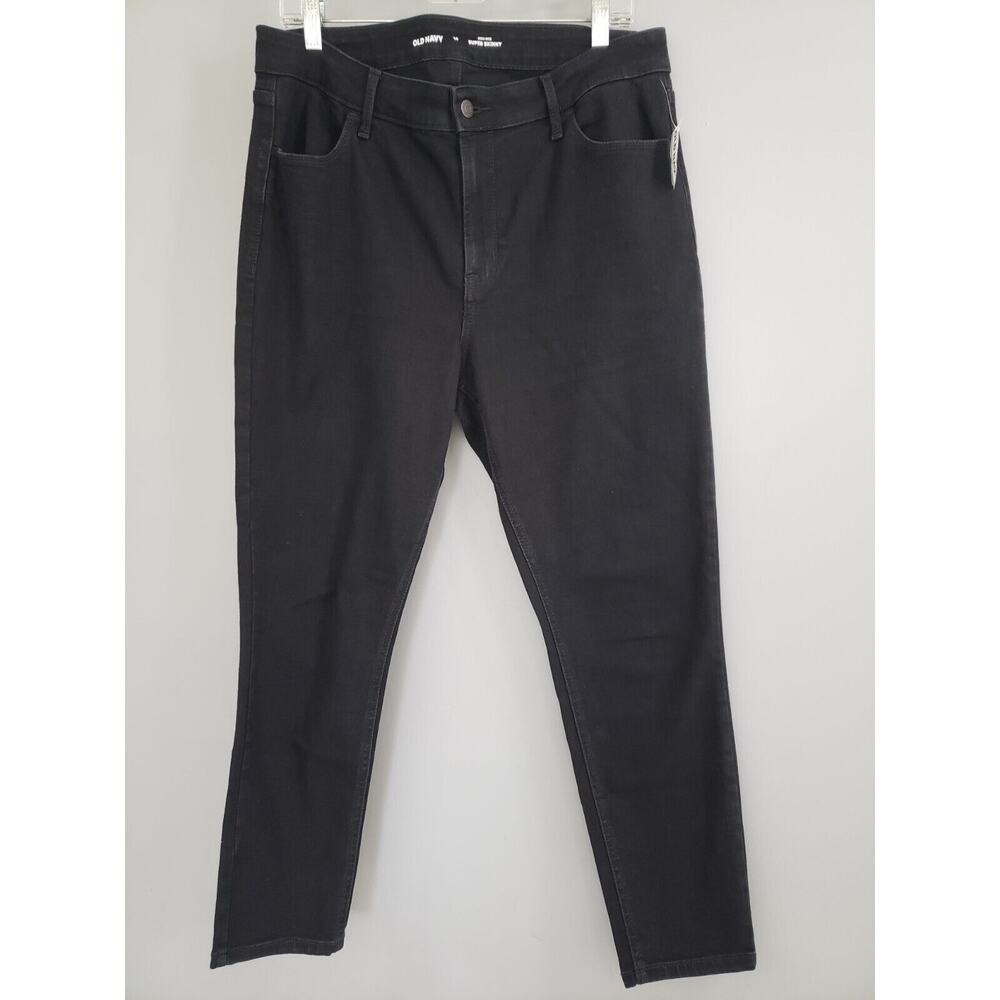 NEW SIZE 14 High-Waisted‎ Wow Super-Skinny Black-Wash Ankle Jeans OLD NAVY
